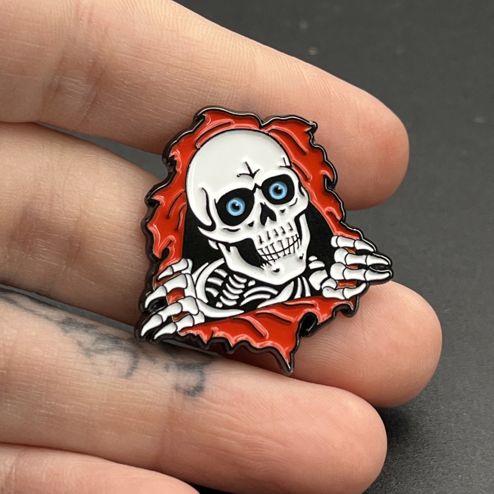 Skeleton Bursting Through Horror Lapel Hat Pin